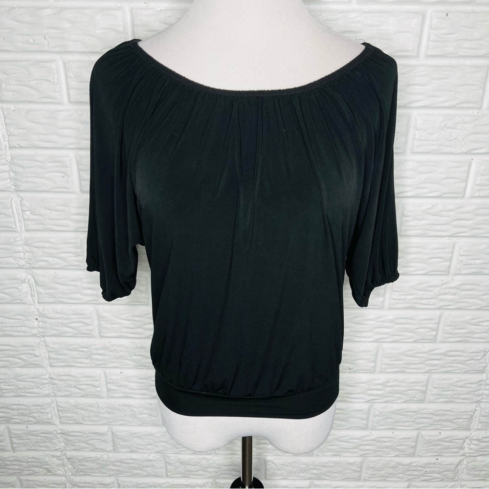 EXPRESS Black Elastic Neck Banded Blouse Top XS